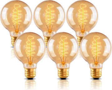 G25 Globe Edison Light Bulb, 60W Vintage Round Edison Bulb, Vintage Light Bulb, Old Fashion Dimmable Retro