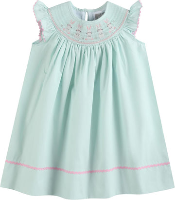 Baby Girls Smocked Bishop Dress Spring Summer Outfit Toddler Little Girls Boutique Cotton Wear