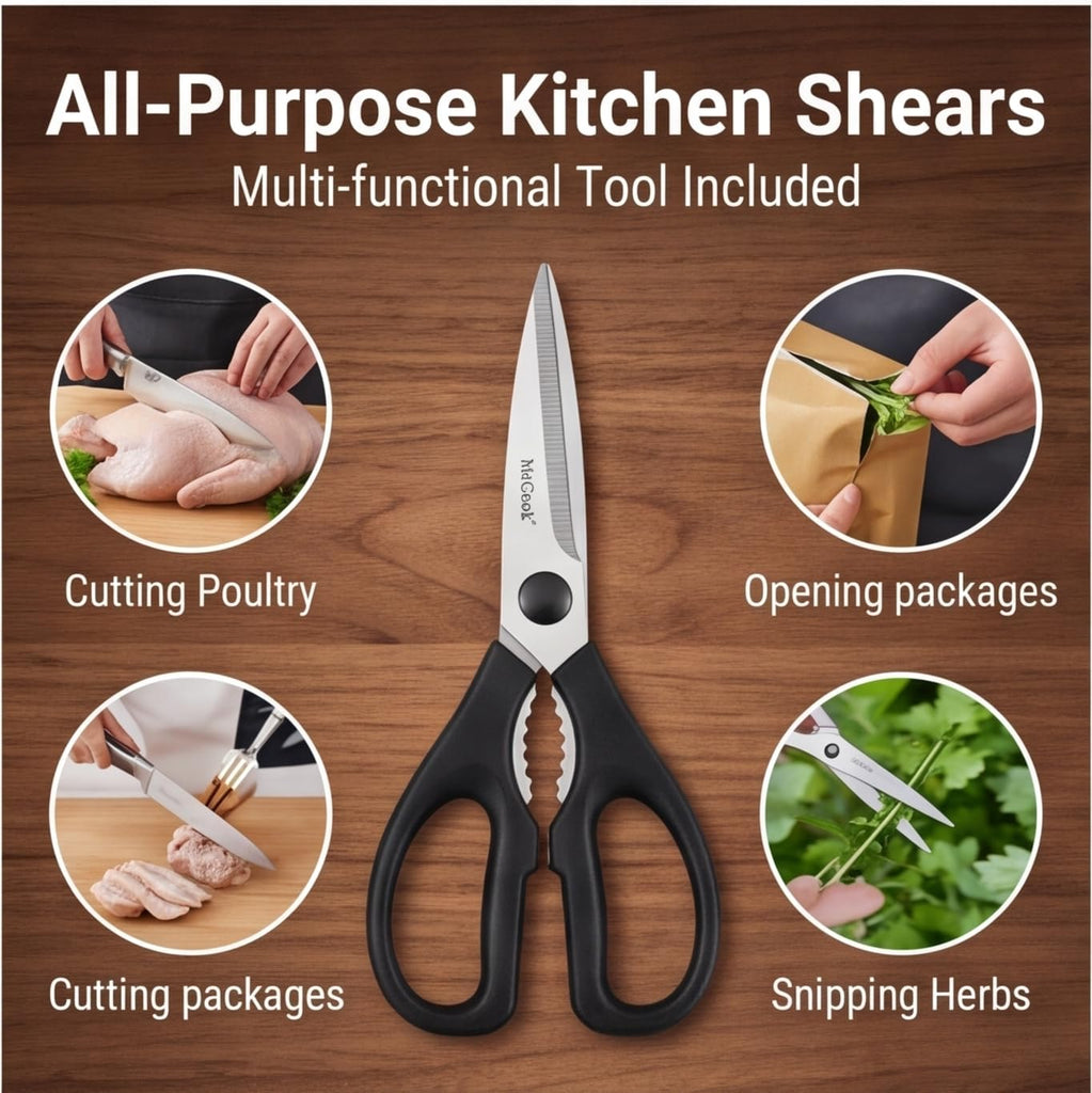 Knife Set Kitchen Steel Knife Block Set w Built-in Sharpener | German Forged Stainless Steel, 20 PC,Razor Sharp