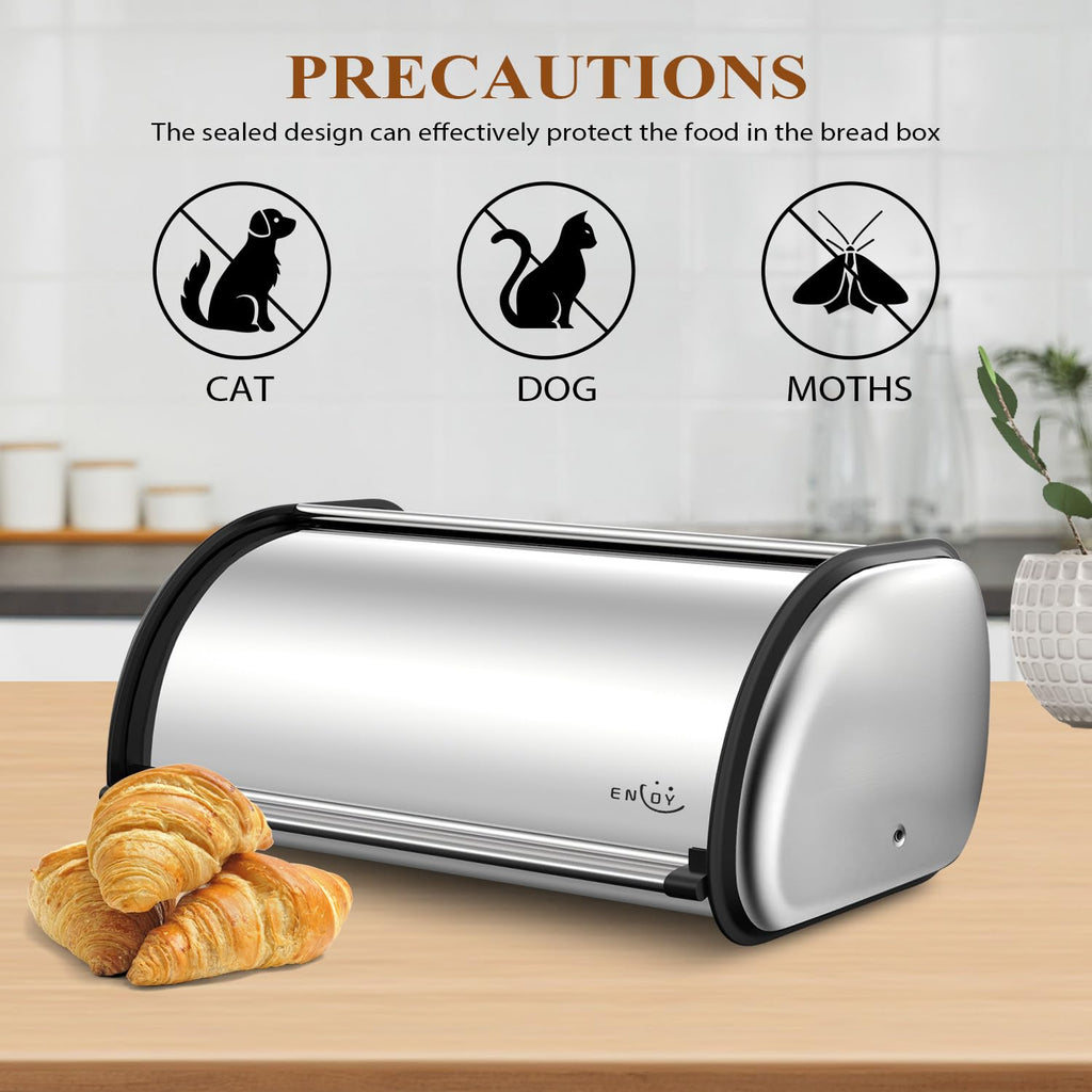 Counter, Stainless Steel Roll Top Bread Bin