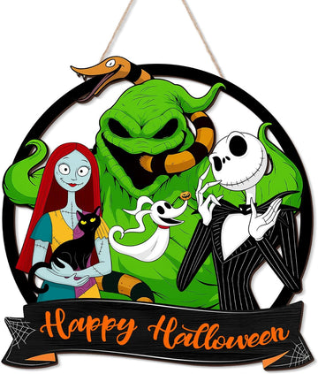 Halloween Nightmare Christmas Decorations Wooden Hanging Door Sign