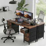 Desk with 8 Fabric Storage Drawers, Computer Office 47 Inch Gaming Writing Study Table with X-Shaped Reinforced