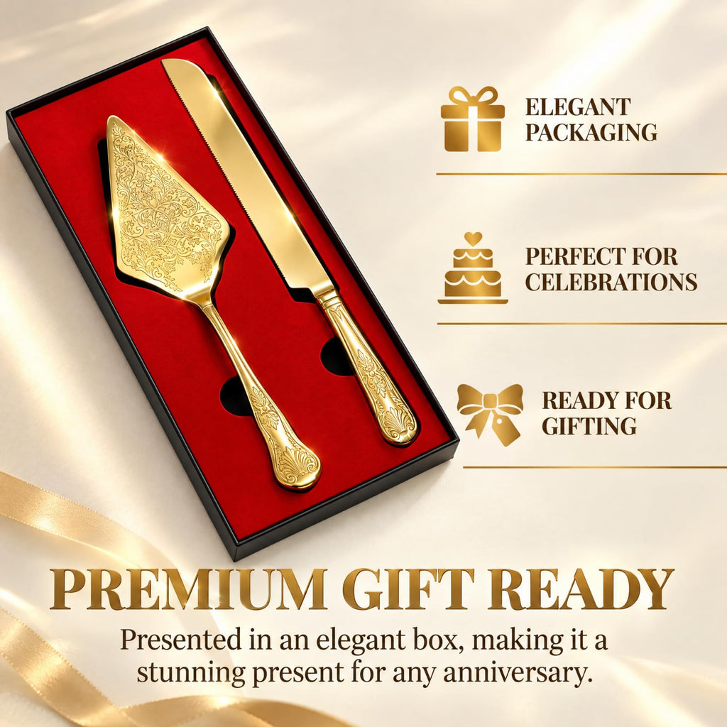 Wedding Cake Cutting Set, Stainless Steel Cake Knife and Server