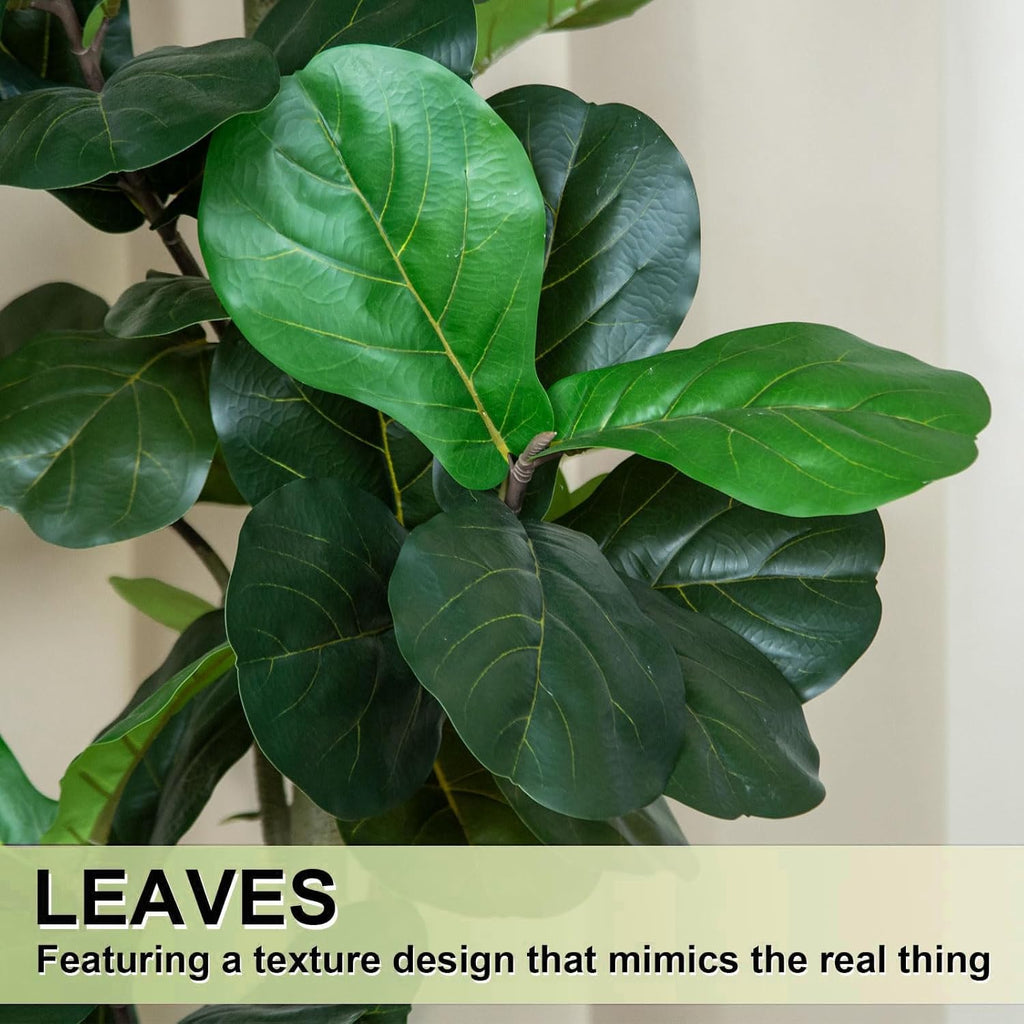 Artificial Fiddle Leaf Fig Tree 5FT Tall Faux Ficus Lyrata Tree with Planter Fig Silk Artificial Floor Plant