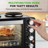 30 Quart Kitchen Convection Oven & 2 Burner Cooker - 1500 Watt Oven - 7 Cook Functions Rotisserie, Cook, Bake, Broil &