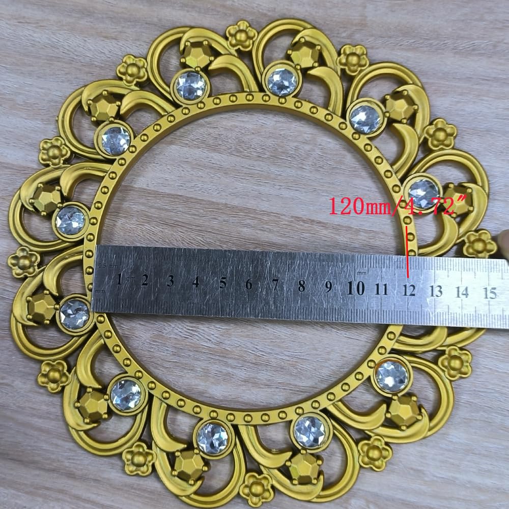 Gold Curtain Tiebacks, Round Drapery Holdbacks, 12 Crystals - 2 Pack