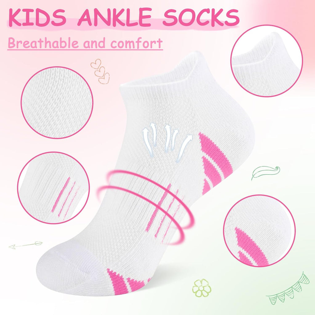 10 Pairs Girls Ankle Socks Athletic Socks With Cushioned Sole For little big kids Old