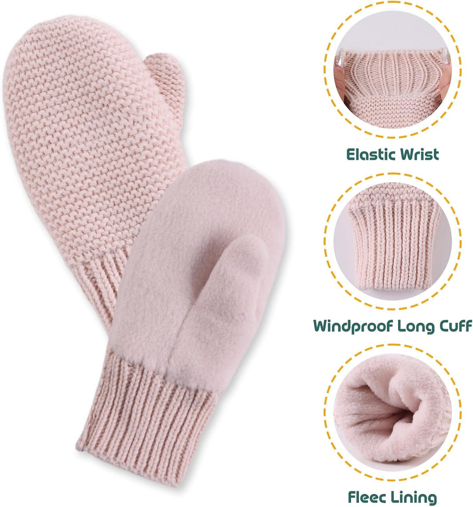 Basic Winter Baby Beanie Gloves Boy Girl Knitted Kids Hat Mitten