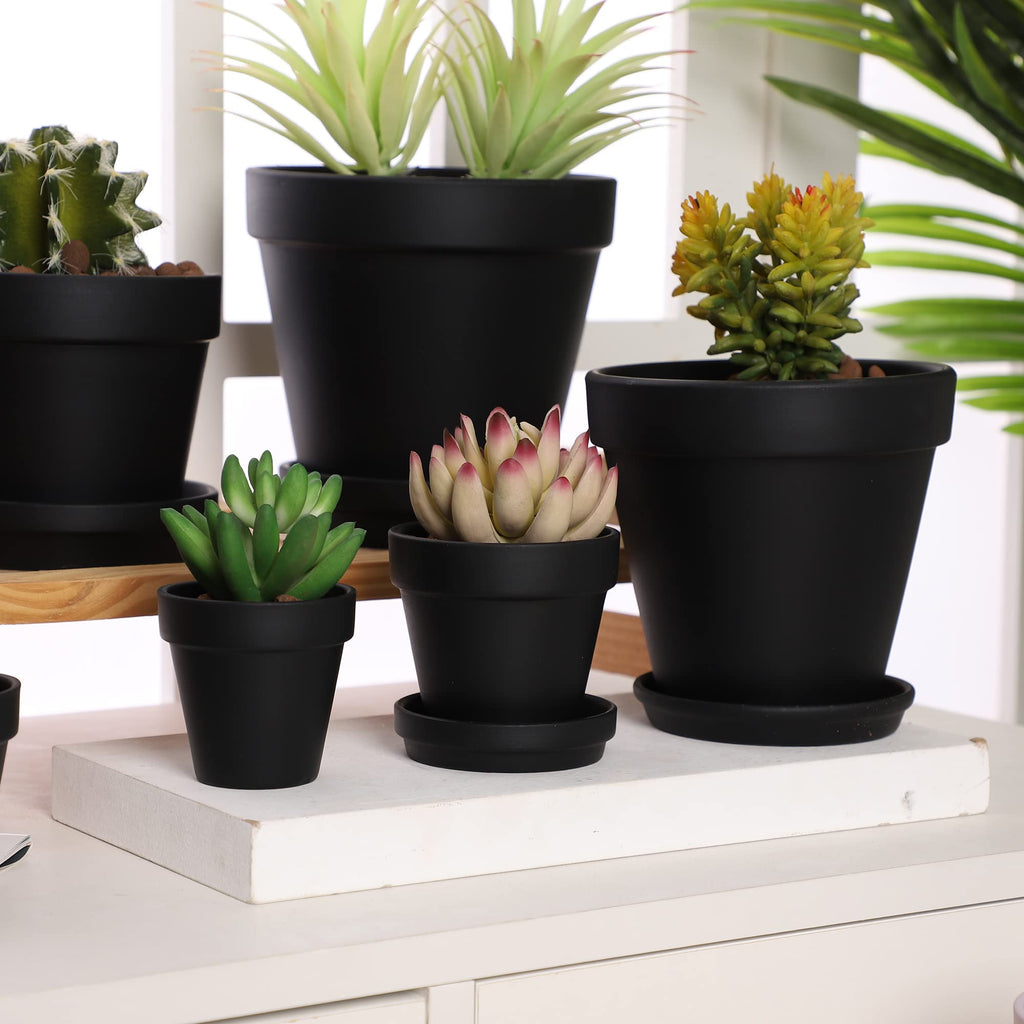 Large Terra Cotta Pots with Saucer- 6 Pack Large 6'' Terra Cotta Plant Pot with Drainage Hole, Flower Pot with Tray