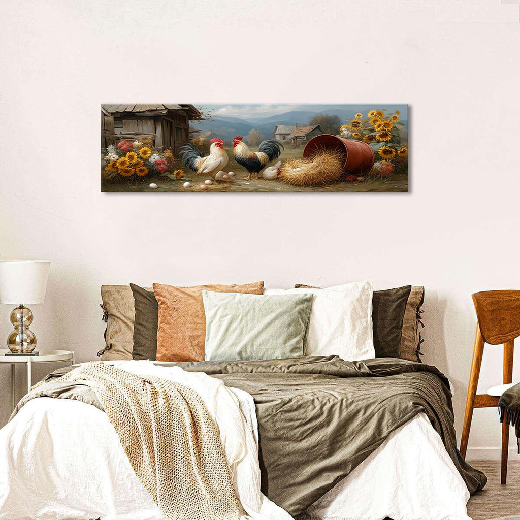 Country Rooster Wall Decor Rustic Kitchen Chicken Wall Art Rustic Cabin Coop Sunflower Picture Canvas Picture Vintage