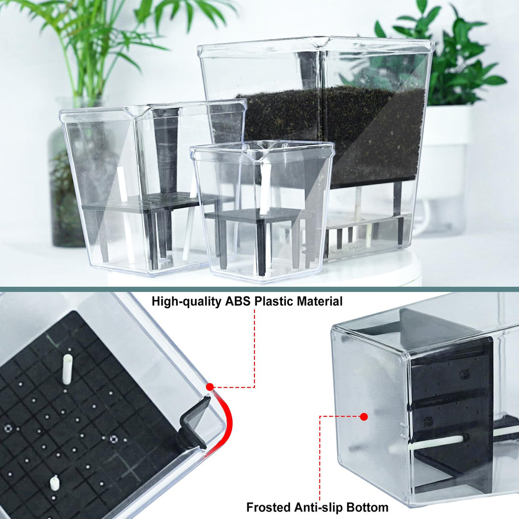 Self Watering Pots Set, Clear Self Planter Pot for Indoor Plants