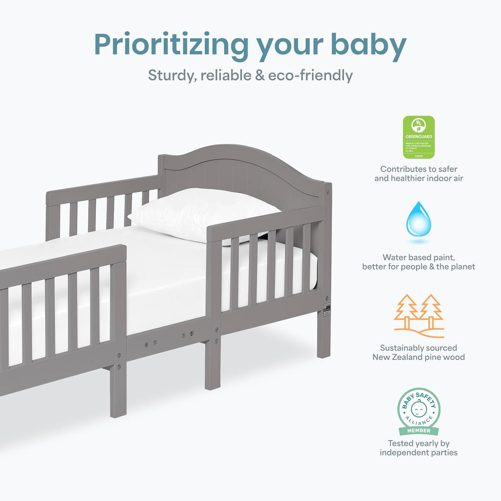 Portland 3-in-1 Convertible Toddler Bed, Converts to 2 Chairs & Table, Low Floor Design with 4 Safety Guard Rails