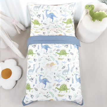 Muslin Toddler Bedding Set 3-Piece - Soft Breathable Crib Bedding with Fitted Sheet, Quilt & Pillowcase for Infant &