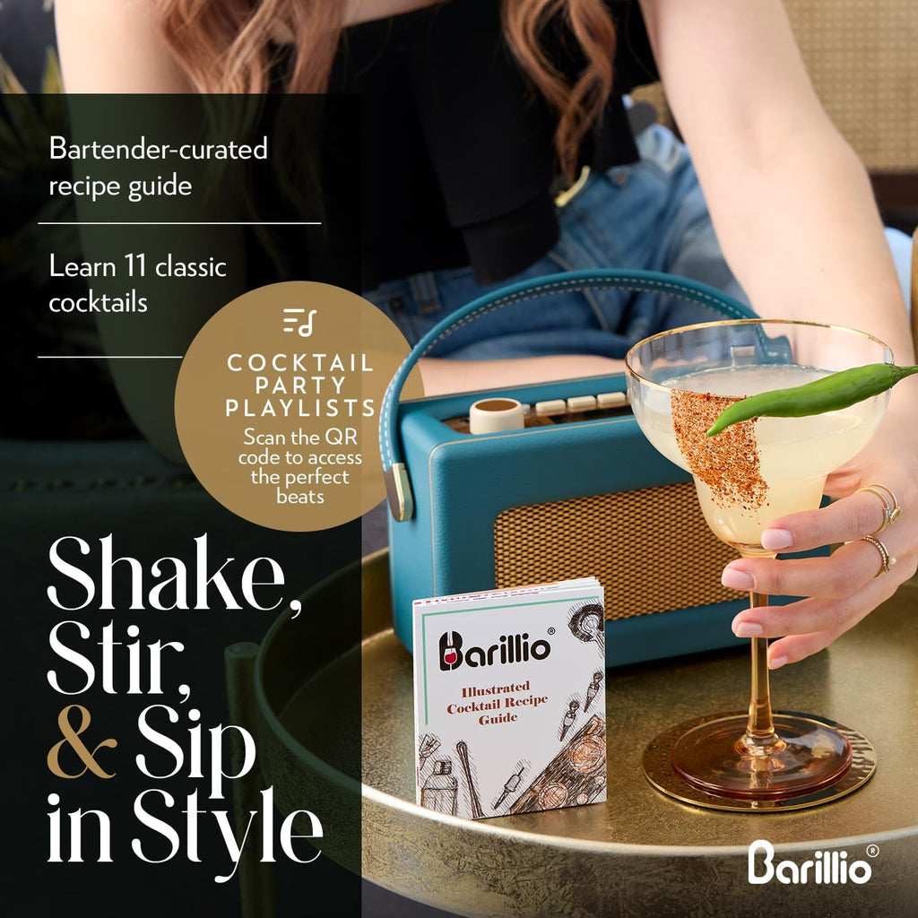 Elite Mixology Bartender Kit with Stand - Cocktail Shaker Set with Bamboo Stand, Boston Drink Shaker, Mojito Muddler - Set of 7