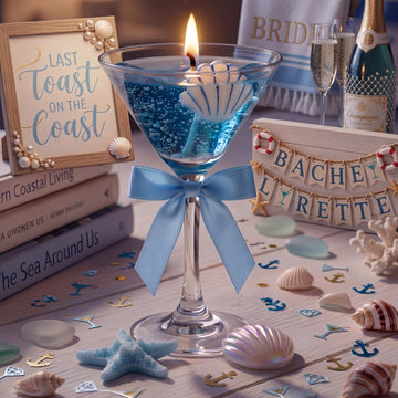 Ocean Martini Candle, Last Toast on The Coast Bachelorette Party Decoration