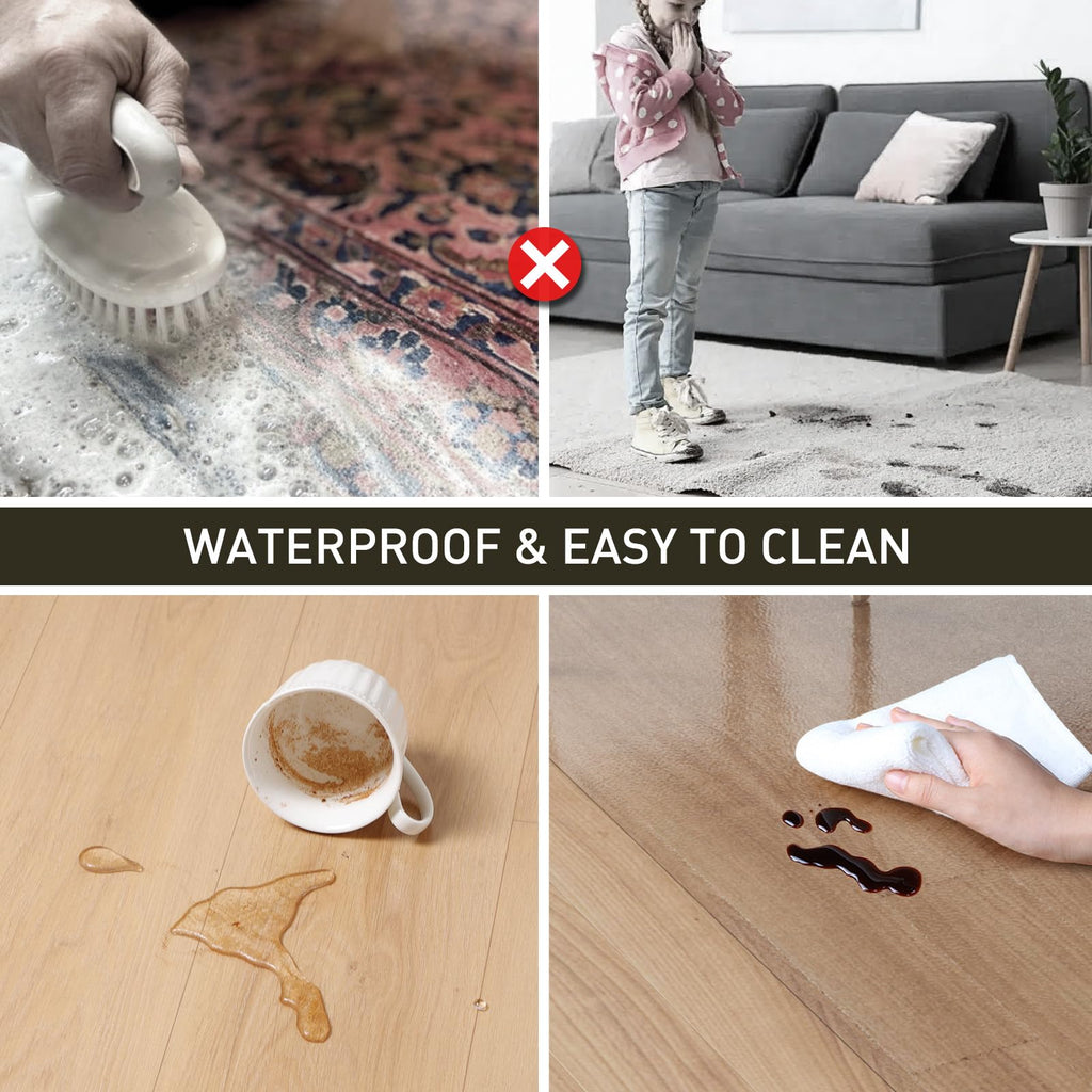 Vinyl Runner Rug, Clear Waterproof Kitchen Mat for Floor, Non-Slip Plastic Floor Mat, Easy Clean Durable
