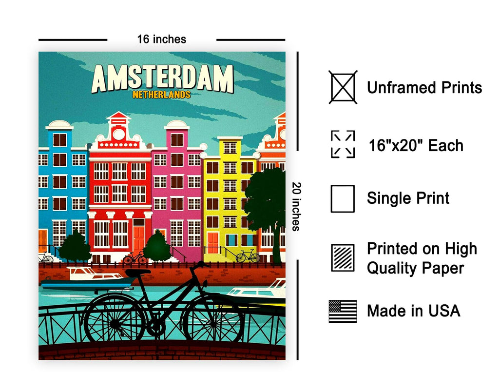 Master Vintage Travel Poster - Retro Amsterdam Print - Netherlands - Architecture - Gift for Men, Women, Travel Lover