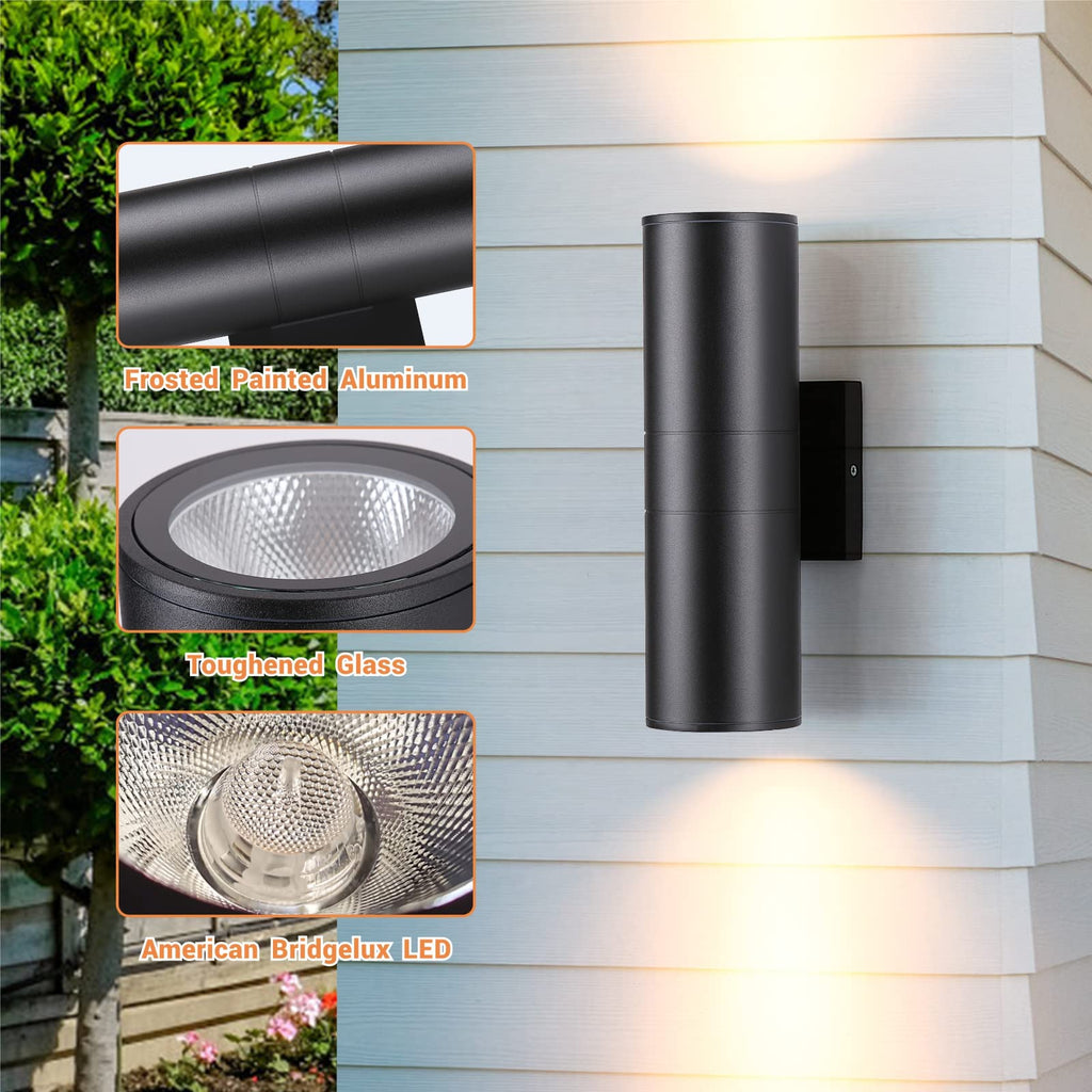 Up and Down Wall Lights 1 Pack, Cylinder Outdoor Wall Sconce Light Aluminum Modern Outdoor Light Fixture and Exterior
