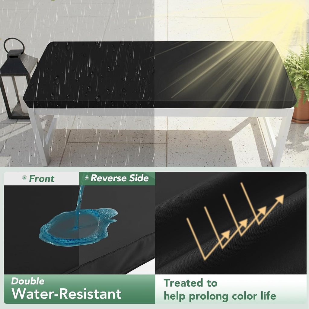 Outdoor Bench Cushion Pad, 48 x 18 x 3 Inch, Black | High-Resilience Foam, Water Resistant, Removable Cover, Hidden