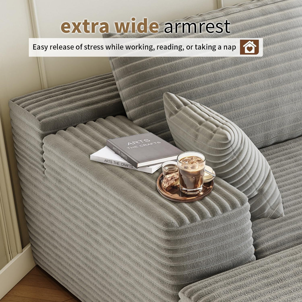 107.5" Cloud Sectional Couch with 1 Ottoman, Modern Modular Sofa with Deep Seat, Comfort U Shaped Sofa Couches Bedroom