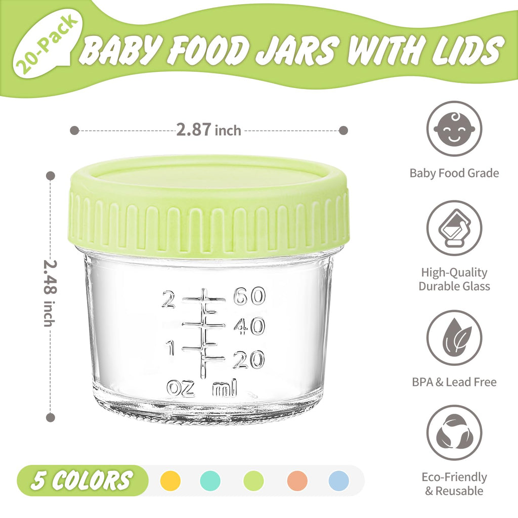 20 pcs Baby Food Storage Containers 4 Oz Small Glass Jars with Lids