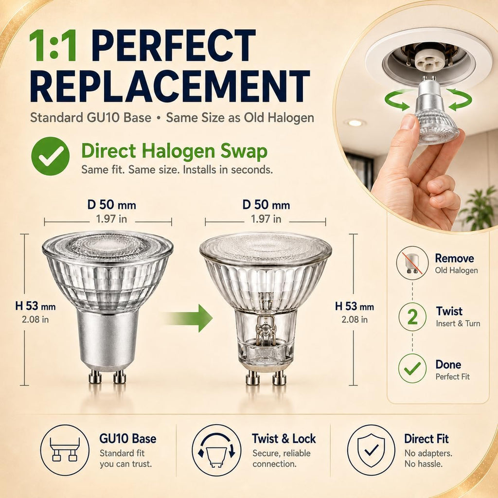 GU10 LED Bulbs 2-Pack, 5W (50W Equiv), 3000K Warm White, Non-Dimmable