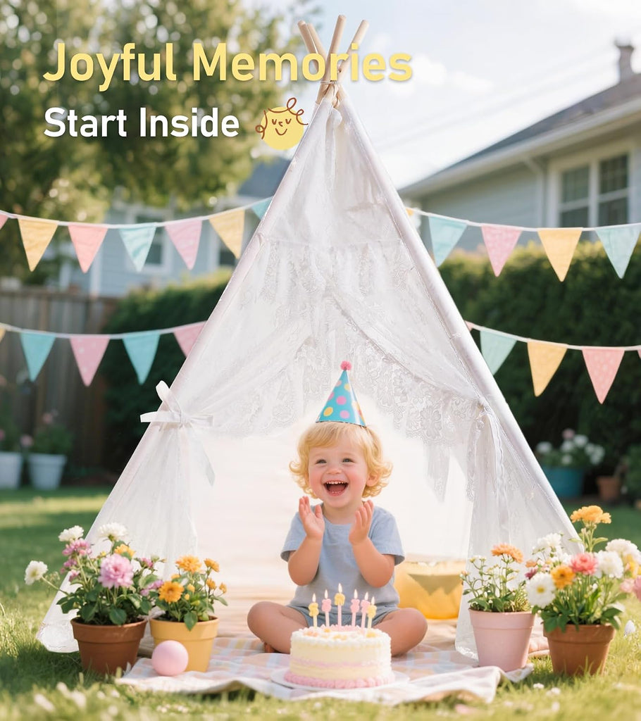 Teepee Tent for Kids with Star Lights, Mat & Carry Bag