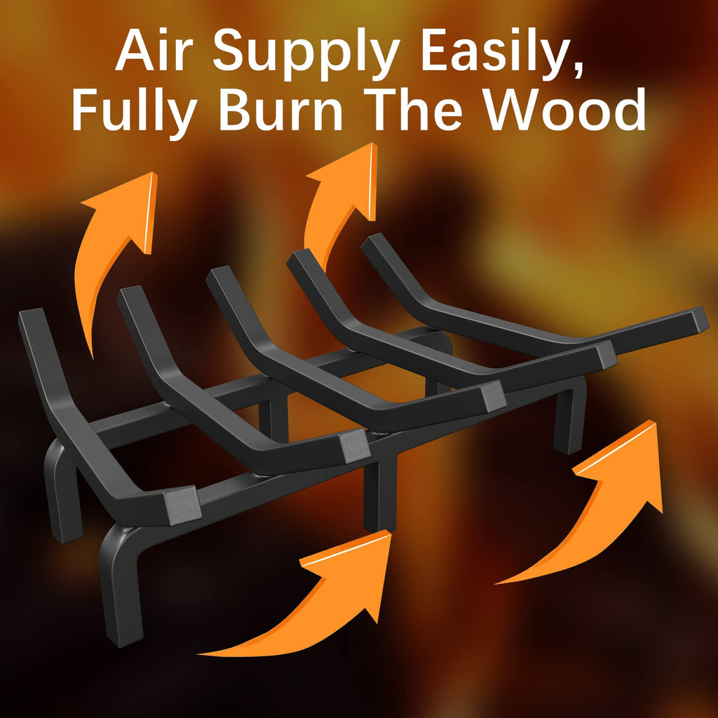 Fireplace Grate Fireplace Log Holder Solid Steel Heavy Duty Firewood Log Burning Rack Fire Grates for Outdoor