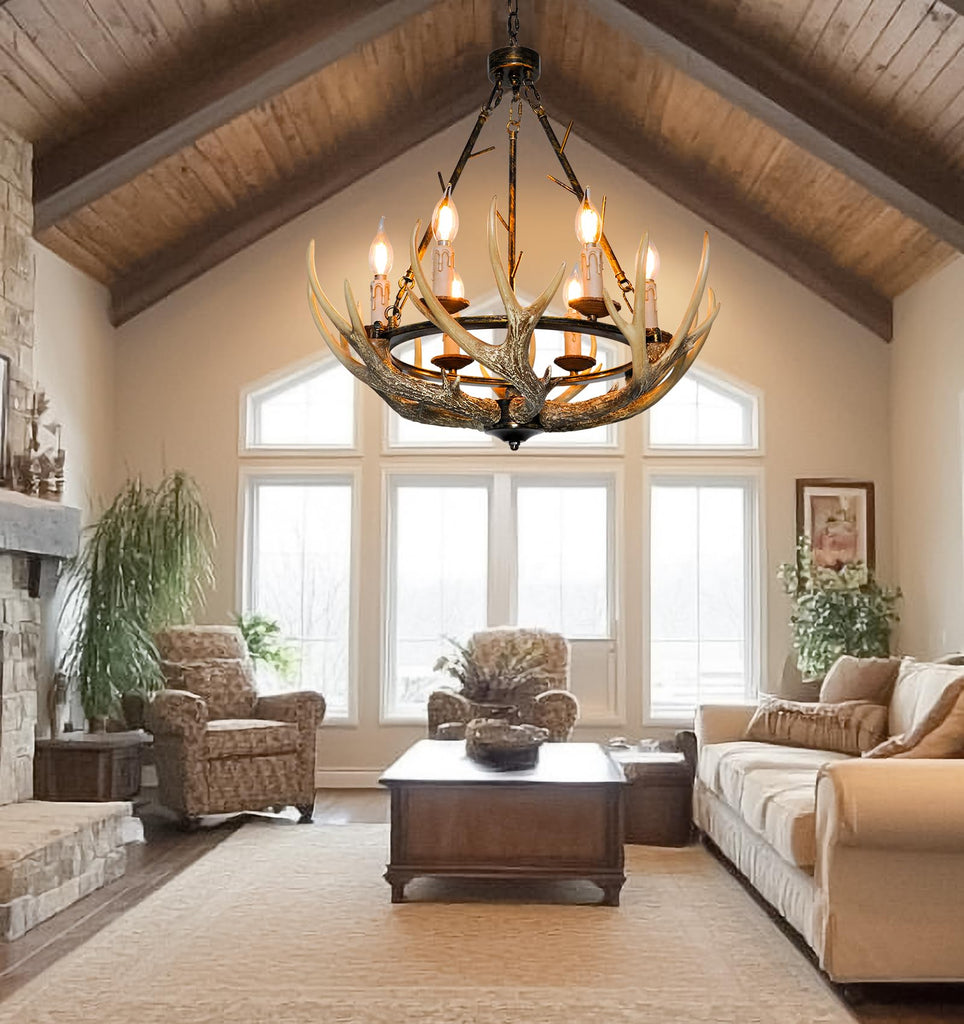 Rustic Antler Chandelier 6-Light
