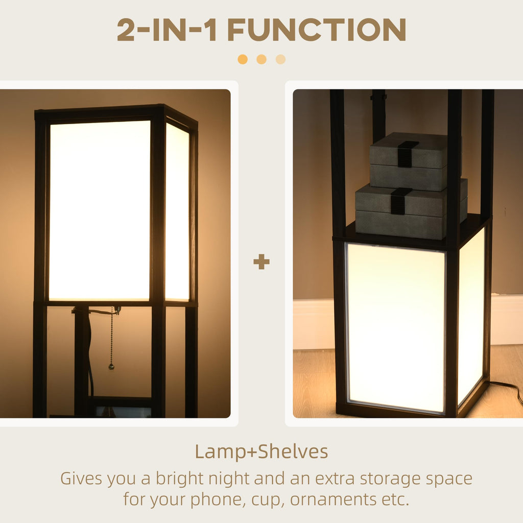 Modern Floor Lamp with Shelves & Dual Ambient Lighting Tall Black