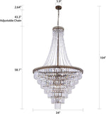 French Empire Crystal Chandelier Modern Farmhouse Chandelier Ceiling Light for Foyer Entryway High Ceiling, Vintage Antique Bronze Chandelier Light Fixture for Dining Living Room 34" W x 58" H A108-B0D78FW6NB