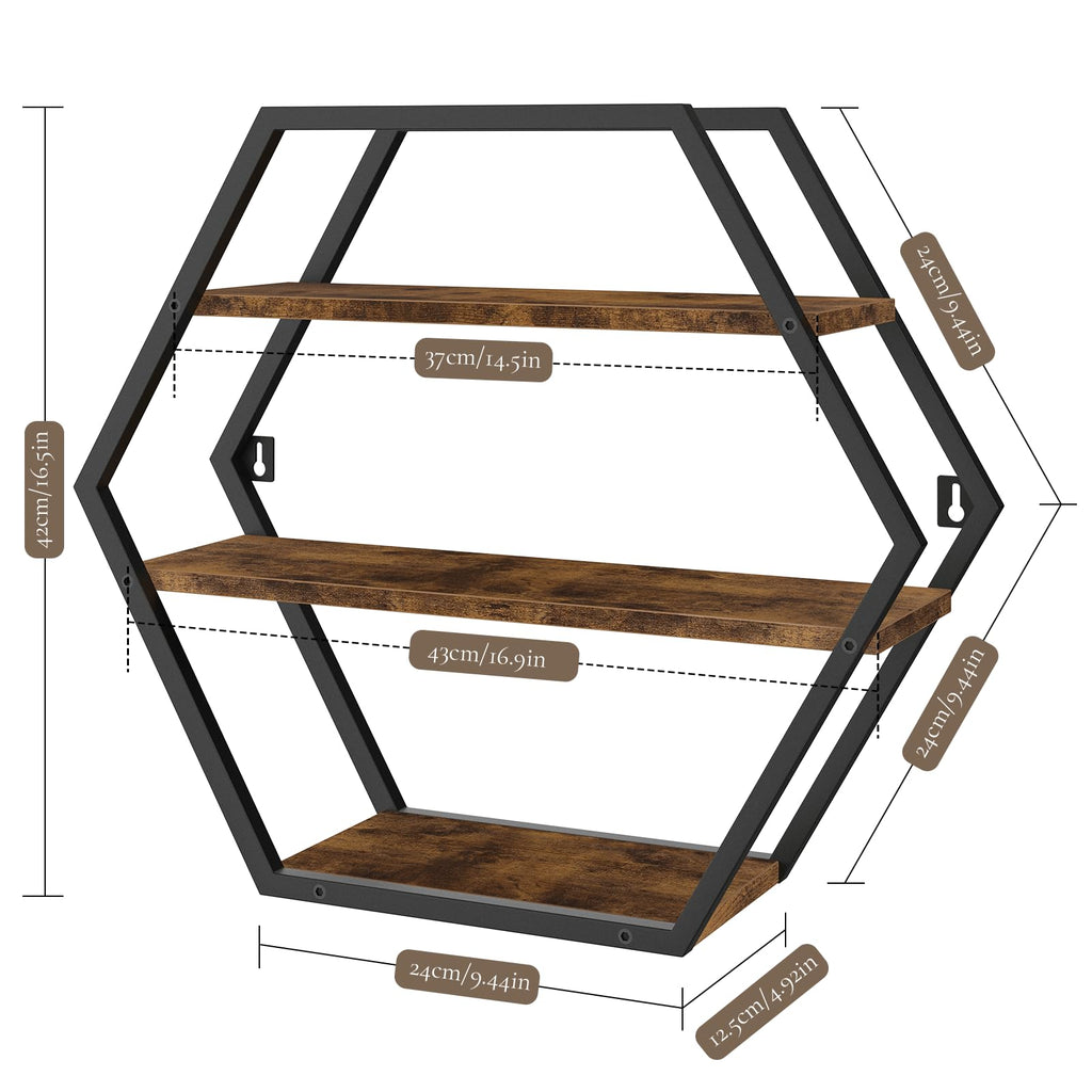 Hexagon Shelves for Wall, Decorative Hexagon Floating Shelves