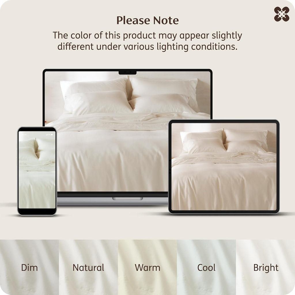 100% Organic Cotton King Duvet Cover Set, Ivory, 104" 90" | GOTS Certified, Luxury PureWoven, Zipper Closure