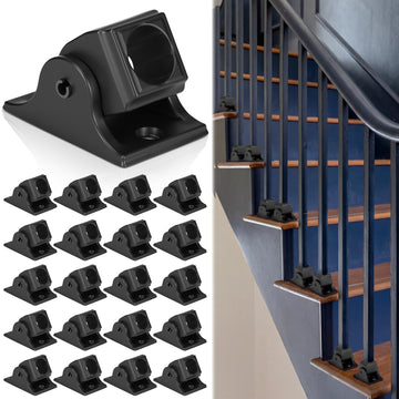 20 Sets 5/8" Round Iron Baluster Swivel Shoes 0-180 Degrees Rotation Staircases Baluster Connectors Hardware Shoes