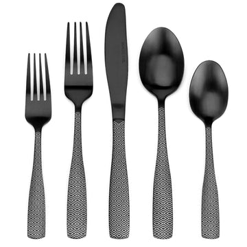 Matte Black Silverware Set, 20-Piece Stainless Steel Flatware Cutlery Set, Satin Finish Tableware Set Service for 4