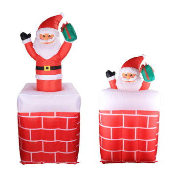 5FT Inflatable Santa Claus in Chimney Automatic Up and Down with LED Lights Christmas Decoration for Outdoor Yard