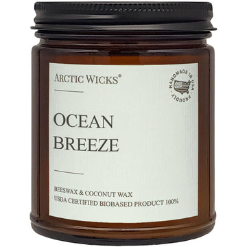 Scented Coconut Beeswax Candles | Coconut Beeswax Non Toxic Candle 9oz Amber | Farmhouse Candles Non-Toxic Clean Burn