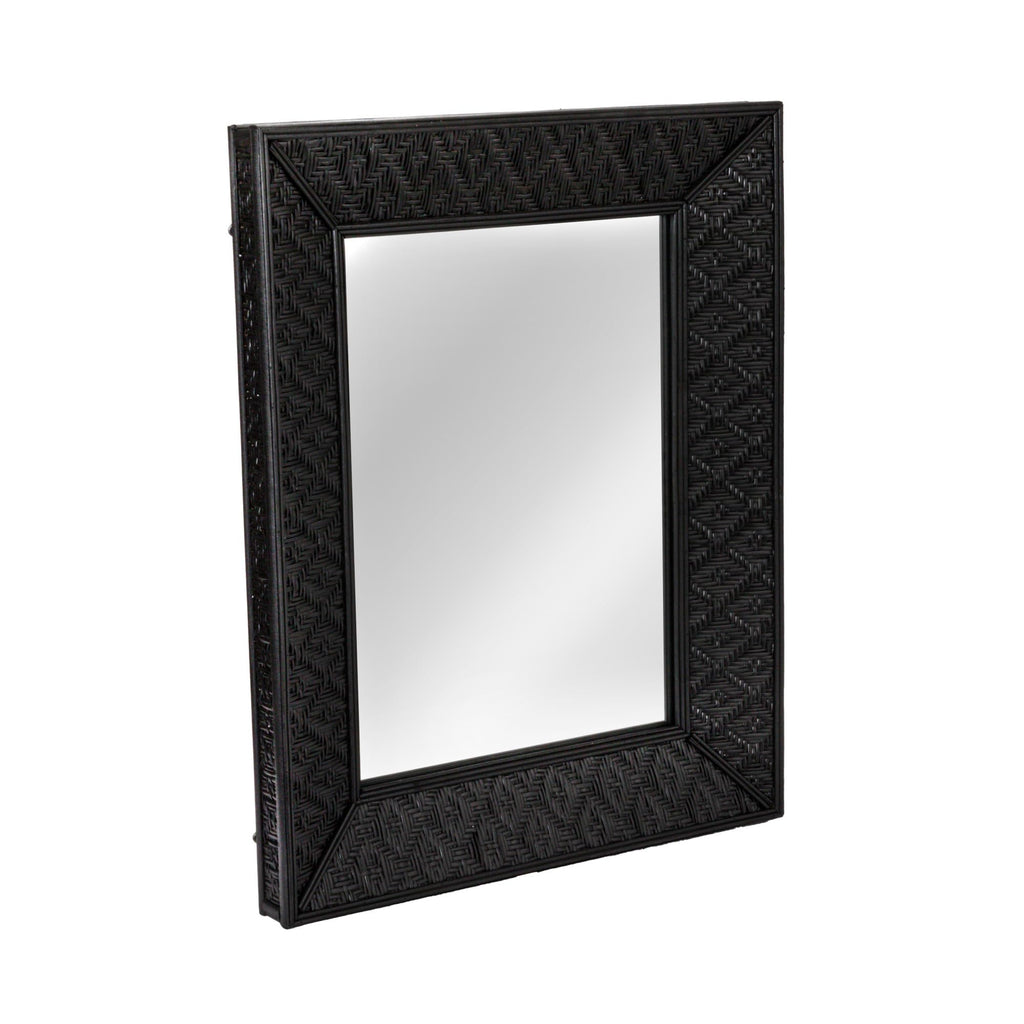 Rattan Rectangle Wall Mirror, Black