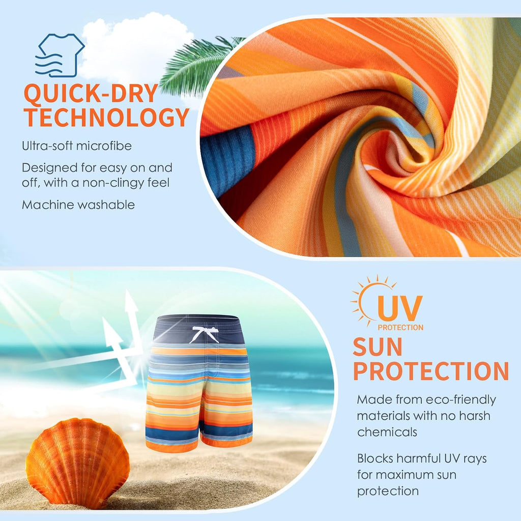 Boys Swim Trunks 3 Pack Quick Dry UPF 50+ Bathing Suit