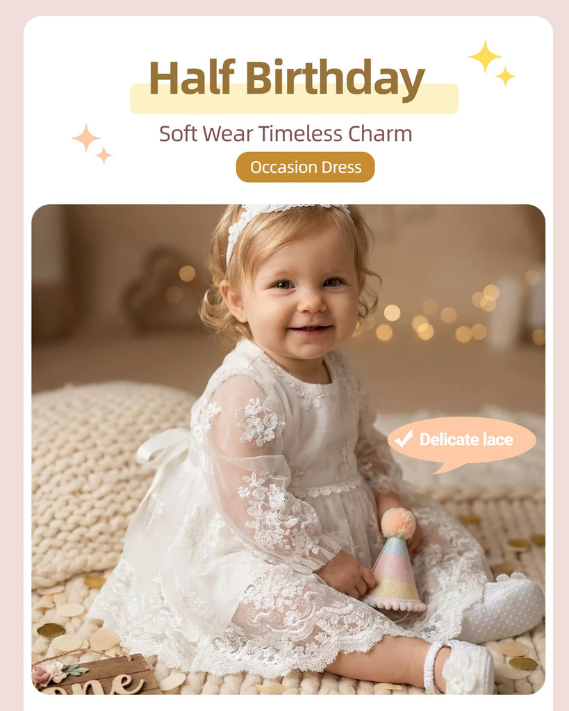 Baptism Dresses for Baby Girls,Flower White Baby Dresses