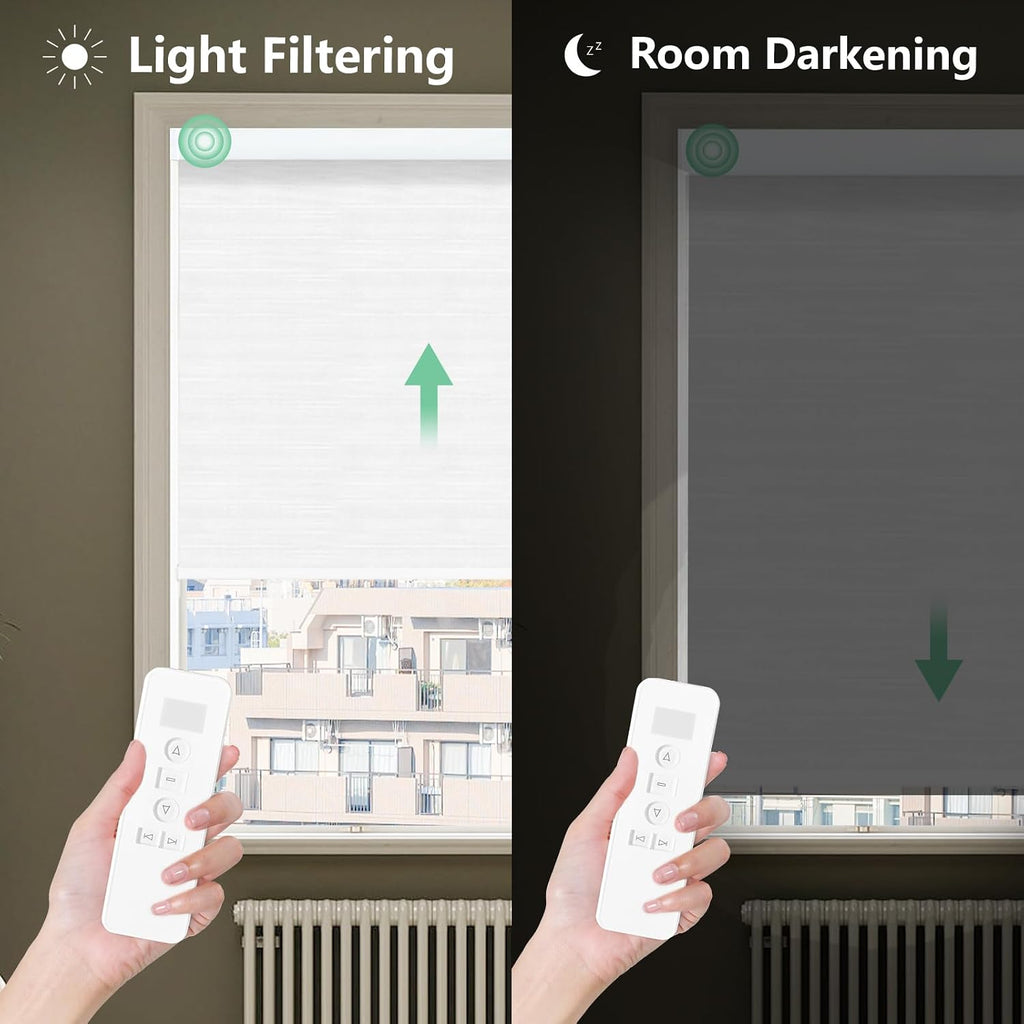 Motorized Roller Shades with Remote, Built-in Rechargeable Smart Motorized Blinds, Automatic Electric Blinds