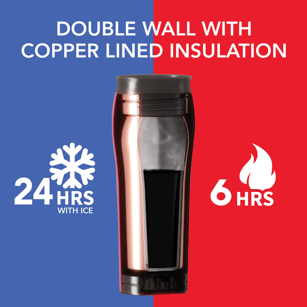 The Untippable Mug | Grips When Hit, Lifts for Sips | Insulated Stainless Steel Tumbler | Cupholder Friendly | Gifts