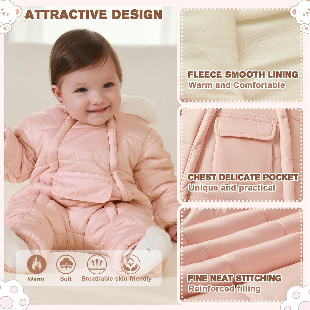 Baby Girls Boys Snowsuit Winter Clothes Jumpsuit Romper Infant Hooded Fleece Coat Jacket Outwear