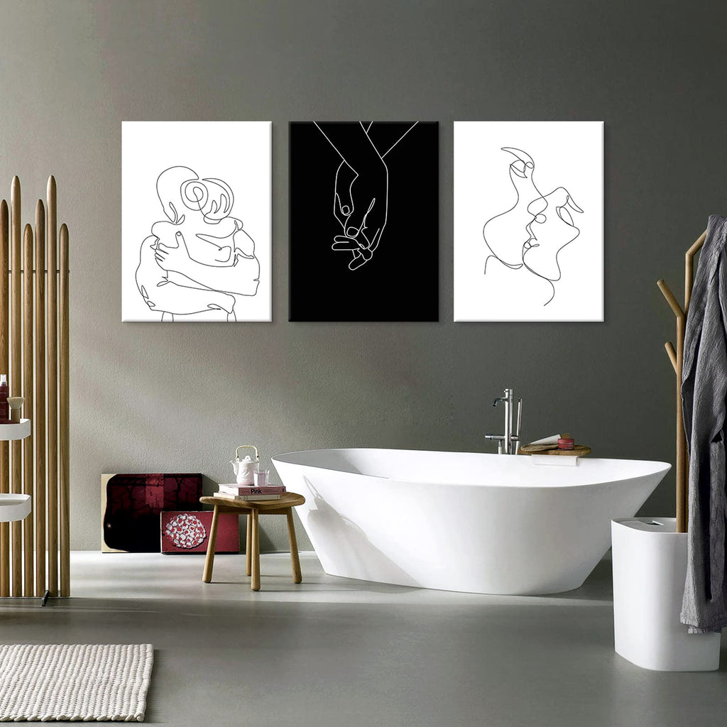 Couples Wall Decor Black and White Canvas Wall Art Minimalist Line Drawing Art Poster Prints Romantic Couple Love