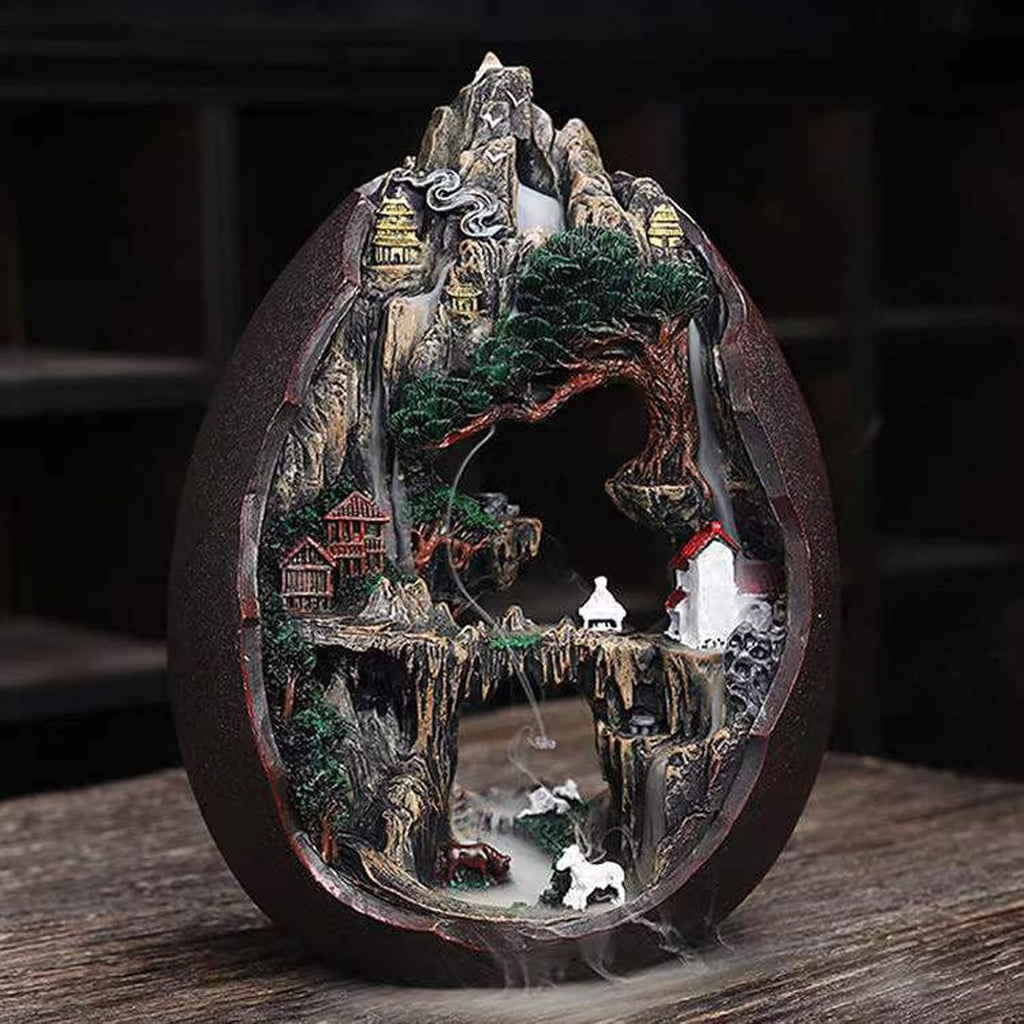 Mountain Waterfall Incense Burner,Backfall Incense Holder River, Incense Falls Meditation Decor for Room with Upgrade - Set of 100