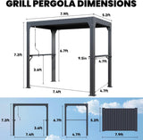 8x5 Louvered Pergola, Aluminum BBQ Pergola, Hardtop Gazebo f - Image 5
