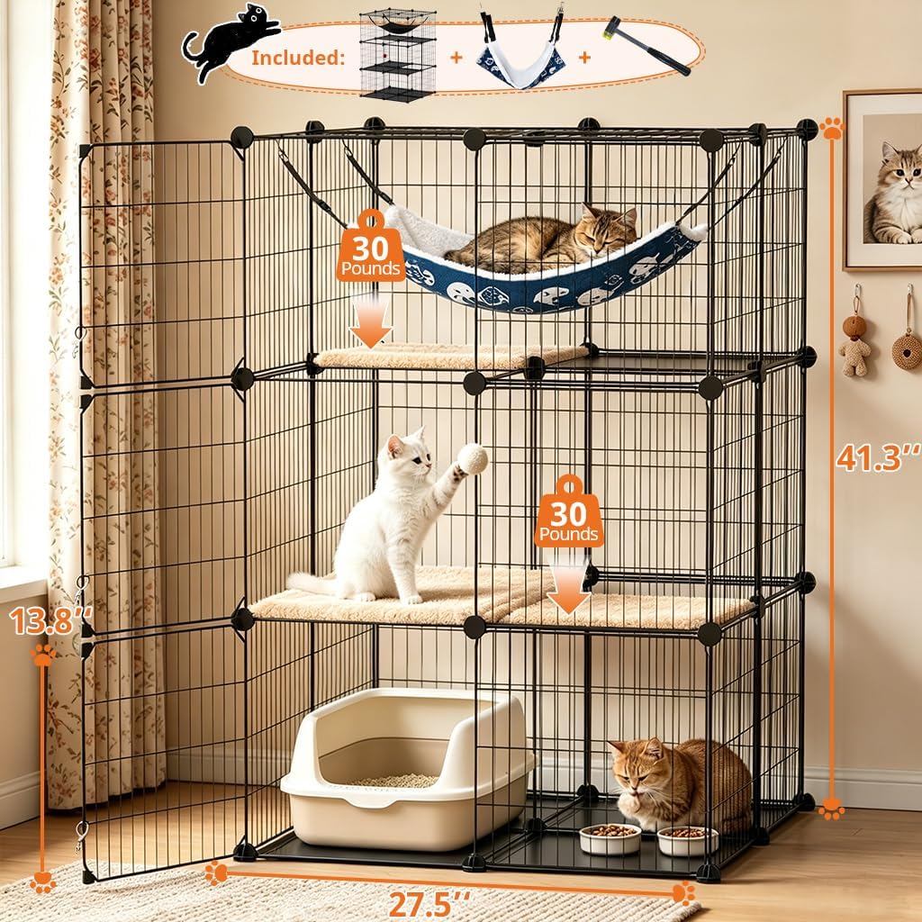 Cat Cage DIY Cat Enclosures Catio for Kitten (27"x 27"x 41")