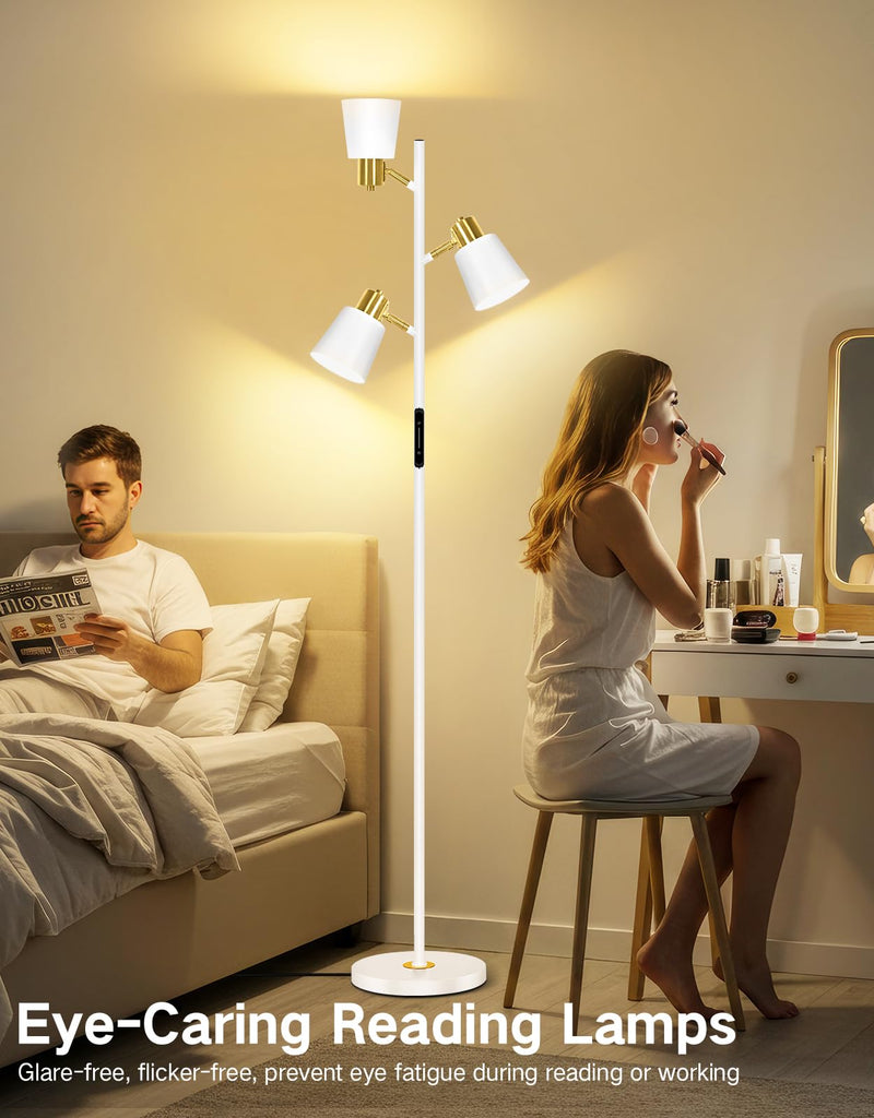 Tree Floor Lamp, LED Dimmable Floor Lamp with Remote and Touch Slide Control, 4 Color Temperatures, 3 Rotatable