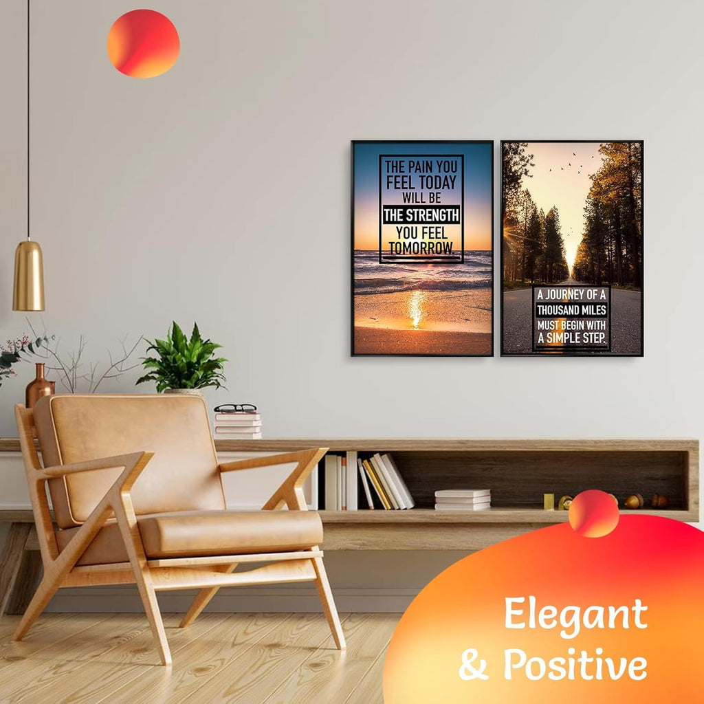 Throwbacktraits Canvas Motivational Wall Art - Set of 6 Inspirational Prints with Uplifting Phrases & Vibrant Images