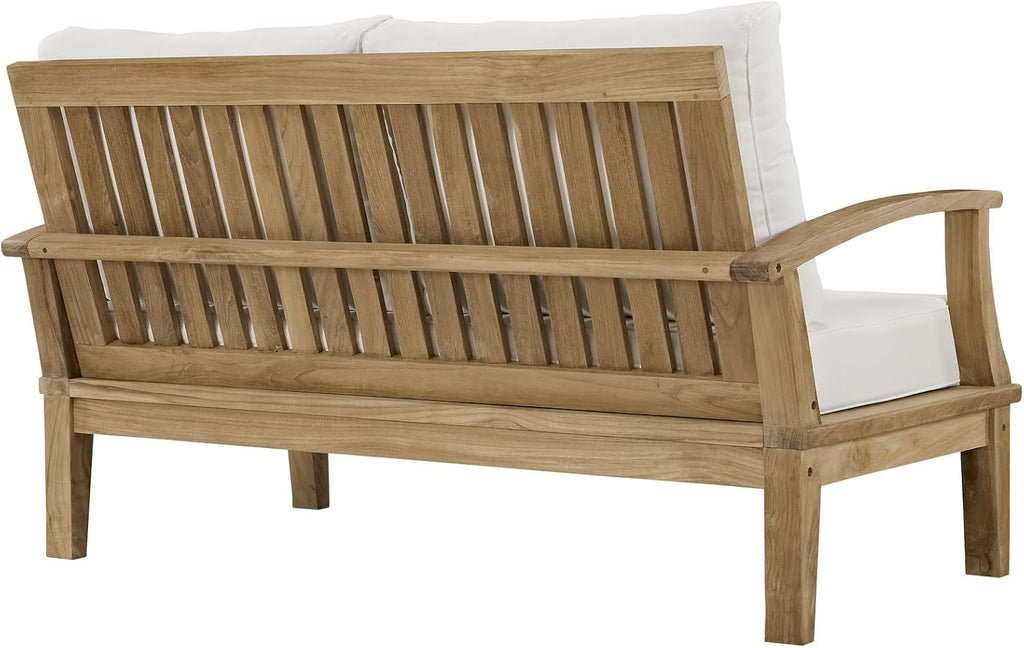 EEI-1144-NAT-WHI-SETMarina Premium Grade A Teak Wood Outdoor Patio Loveseat Natural White